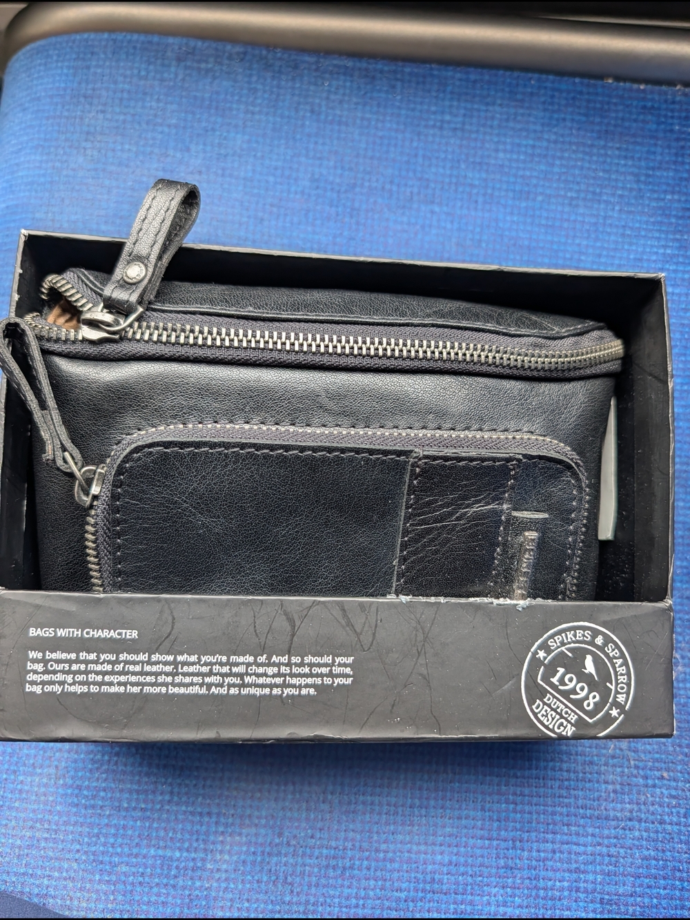 Spikes & Sparrow Black Leather Men’s Zip Pouch Belt Bag